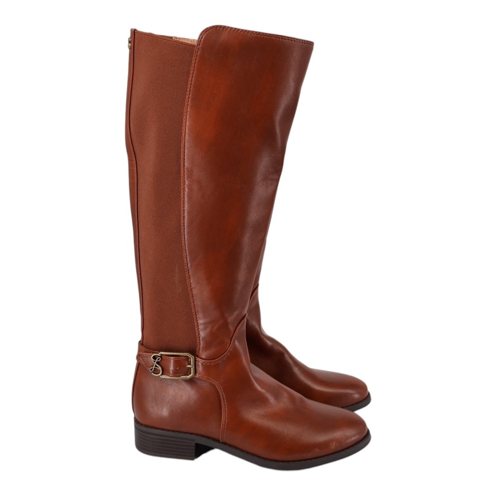 Sam & Libby Percy Hazelnut Wide Calf Riding Boots 7.5W Tall Buckle Boots New